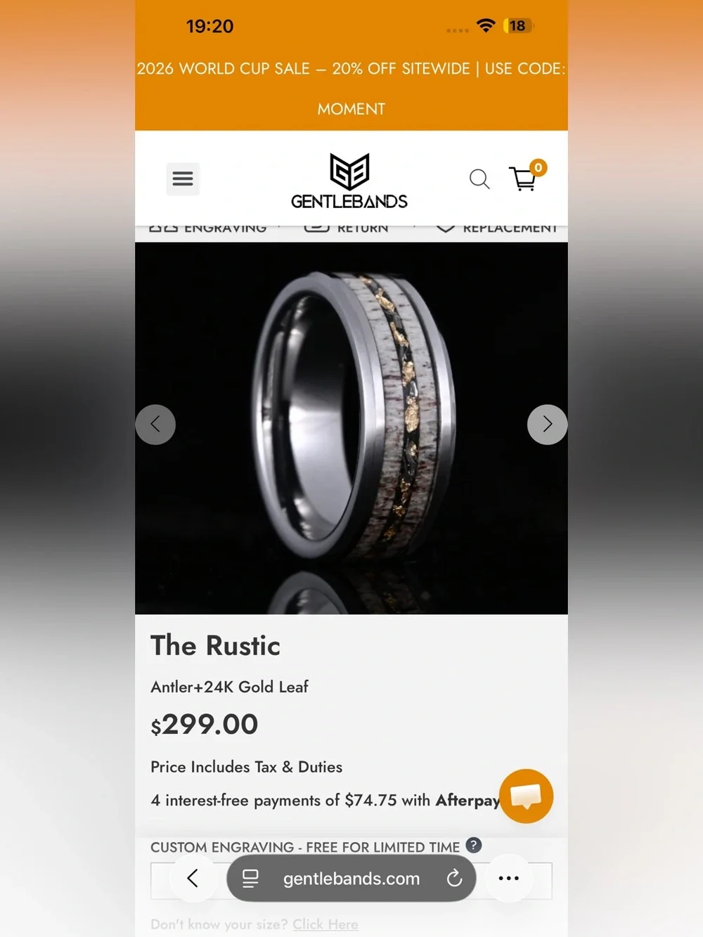Gentlebands The Rustic Men’s Wedding Ring Black Tungsten